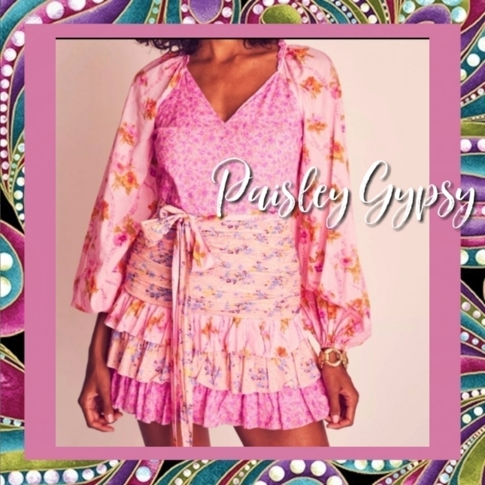 BOHEMIAN LOVE SHACK STYLE PINK FLORAL DRESS